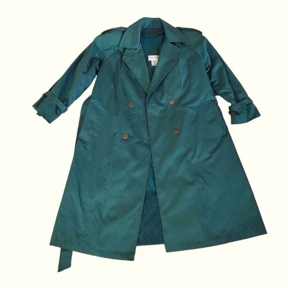 EUC Vintage John Weitz green premium quality Dupont Thermallite warm trenchcoat - Picture 6 of 12
